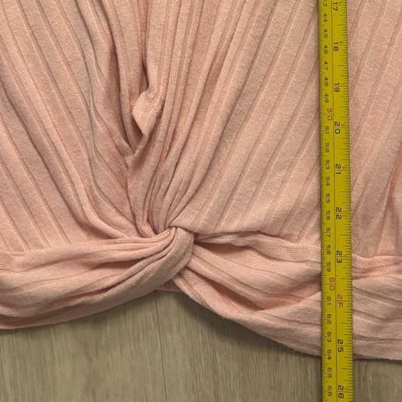 Juicy Couture Pink Ribbed Knit Top Embellished Jeweled Neckline Knotted - Picture 7 of 7